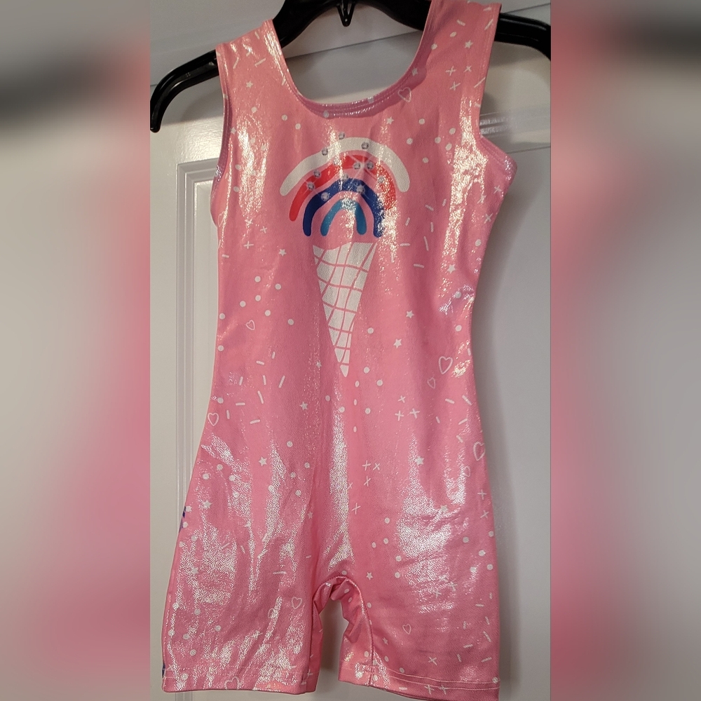Leotard Pink Ice Cream Girls Gymnastics Size: 150cm 9-12yr
